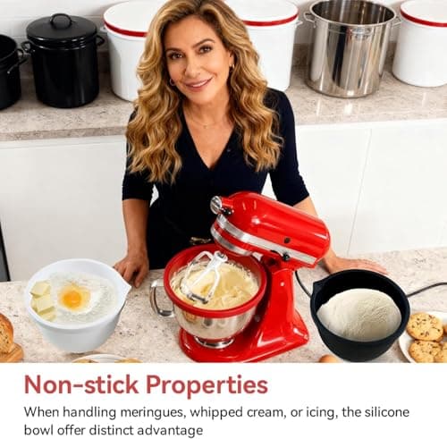 Silicone Liners for KitchenAid 5 Qt Tilt-Head Stand Mixer(Only), Odourless,Thicker, Cold/Heat-Resistant & Non-Stick, Easy Clean, Fits 5 Quart Mixing Bowl, Set of 3 with Lids - Thumbnail 4