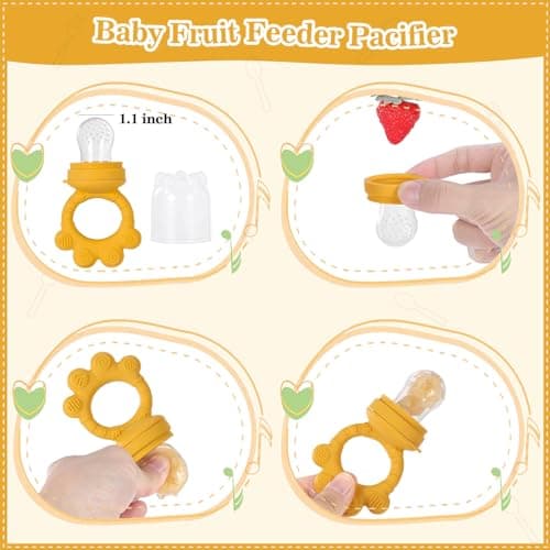 Silicone Baby Feeding Set 10 Pcs Baby Led Weaning Supplies Suction Bowl Divided Plate Baby Bibs Fruit feeder Pacifier Baby Spoons Forks Sippy Cup Utensil Sets Baby Essentials for Newborn Gift Yellow - Thumbnail 5