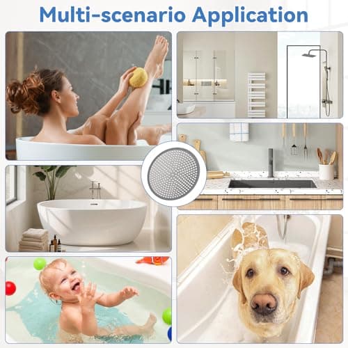 Shower Drain Hair Catcher, 4.72" Shower Drain Cover, All-in-One Universal Sink & Shower Drain Strainer, Easy Installation, Stainless Steel and Silicone Bathroom Accessories for Tub, Bathtub (Round) - Thumbnail 5