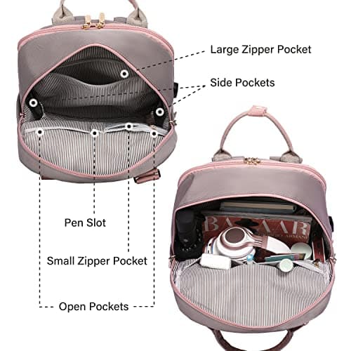 LOVEVOOK Laptop Backpack for Women, 15.6 Inch Anti-theft Laptop Bag with USB Port, Fashion Waterproof Computer Backpacks Teacher Nurse Backpack Purse for College Work - Thumbnail 4