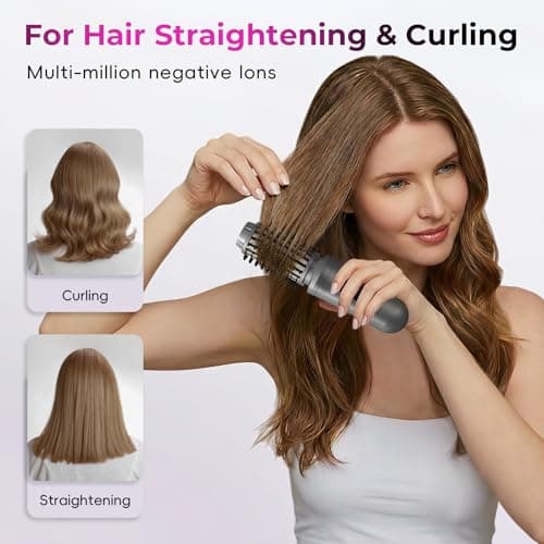 Cordless Hair Straightener Brush, Mini Hair Curling Iron Brush with 3 Temprature Controls, Anti-Scald Rechargeable Hair Curler with LCD Display, Anti-Frizz, Fast Heating for Styling & Travel - Thumbnail 5