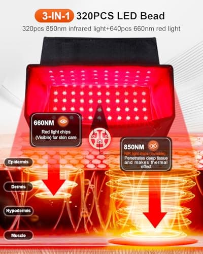 Red Light Therapy for Feet, 48W 320 LED Red & Infrared Light Device with 660nm Redlight & 850nm Infrared Light Wavelengths for Feet Foot Ankle Pain FSA Eligible - Thumbnail 2