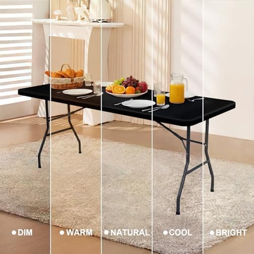 homing 6 Foot Rectangle Spandex Tablecloths, Stretch Elastic Fitted Table Cover, Washable Fabric Patio Table Cloth for Picnic, Camping, Party (Black, 30" x 72") - Thumbnail 5