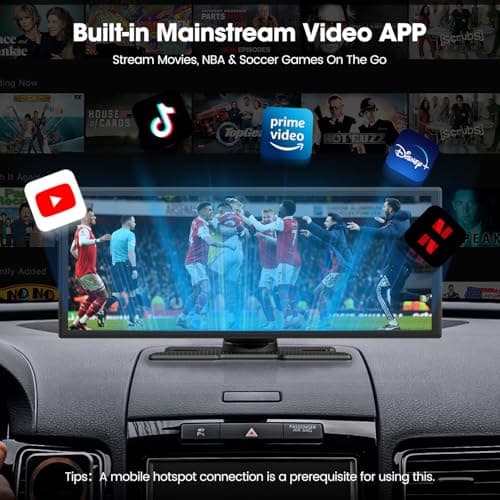LAMTTO Upgraded 11'' Wireless Carplay Screen with Net-Flix YouTube Apps and Backup Camera Built-in Entertainment Video Box Navigation Voice Assistant for iOS 10+ Android 11+ - Thumbnail 3