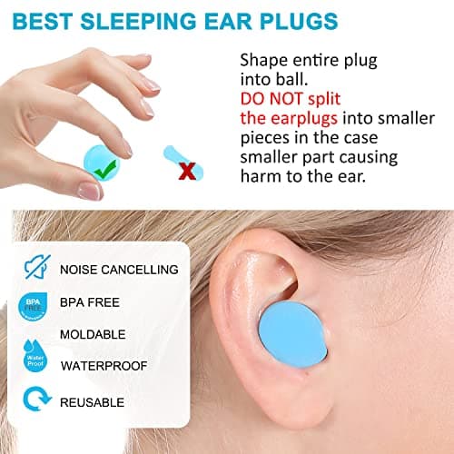 Reusable Silicone Ear Plugs, Waterproof Noise Cancelling EarPlugs for Sleeping, Mowing, Swimming, Airplanes, Concerts - Thumbnail 5