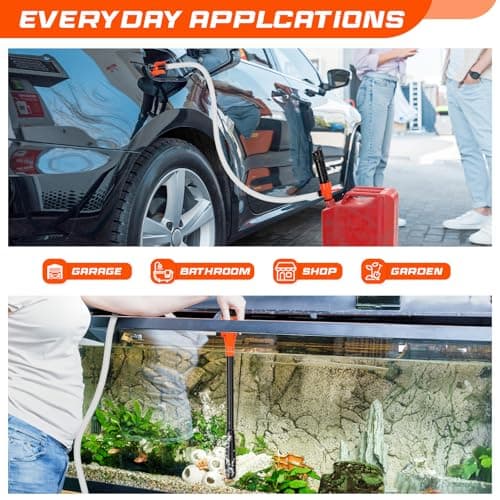 Portable Fuel Transfer Pump with 47" Hose-High Flow Hand Fuel Pump, Battery Powered Siphon Pump for Gasoline Mechanical Fuel Pumps Universal Fit for Gasoline, Vehicles, Fuel,Water Transfer（Amber） - Thumbnail 3