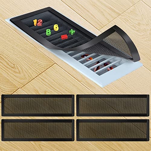 Magnetic Floor Register Vent Covers, 4 x 14 Inch Air Vent Filter Mesh, Sticky Magnet PVC Vent Screen Net for Wall Ceiling Floor Catches Toys Snacks Pet Hair and Pet Food 4 Pack