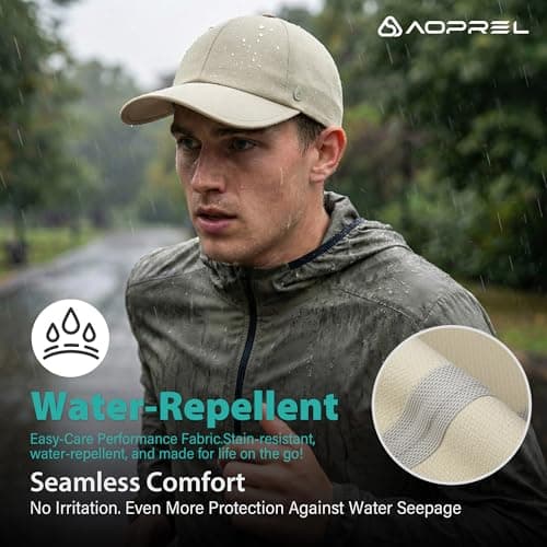AOPREL Cooling Running Hat for Men & Women Quick-Dry Breathable Performance Hat Lightweight UPF 50+ Unstructured Baseball Cap Lvory - Thumbnail 5