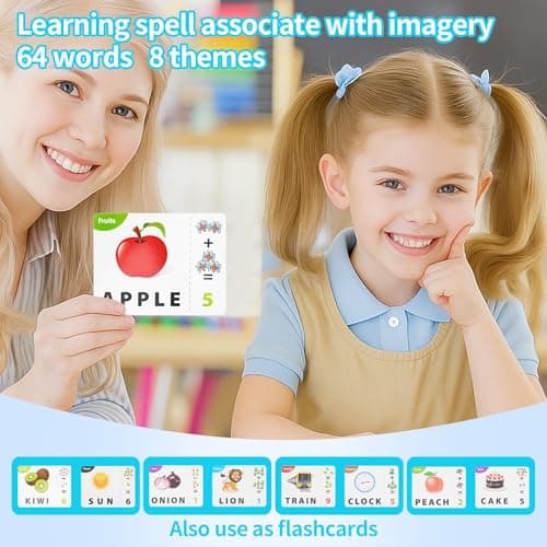Educational Toys Learning Games for Kids 3-8, Matching Letter Spelling Early Math Game for Preschool& Kindergarten Kids Boys and Girls Light Blue ，Christmas Birthday gift for 4 5 6 7 boys girls - Thumbnail 6