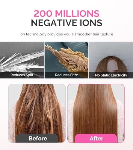 MelodySusie Hair Dryer with Diffuser, 1600W Fast Drying Low Noise Ionic Hair Dryer for Curly Hair with Diffuser,Nozzle and Hair Brush,120,000 RPM Blow Dryer Ideal for Women - Thumbnail 3
