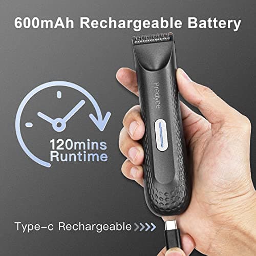 Predyee Manscape-Body Hair Trimmer for Men IPX7 Waterproof Ball Trimmer Pubic Hair with LED Light USB-C Rechargeable Wet/Dry Use for Beard Face Groin Manscaping No Nicks - Thumbnail 6