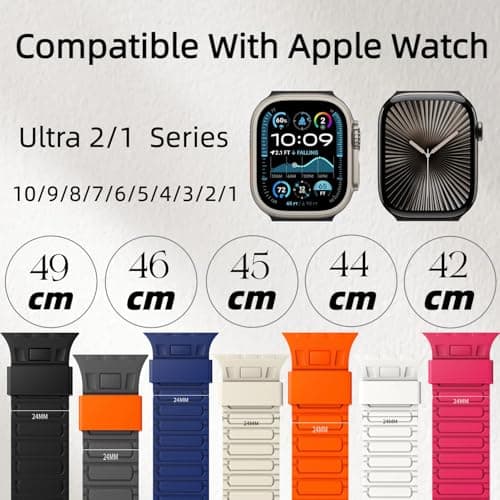 Magnetic watchband Compatible with Apple Watch Ultra 3/2/1 Band 49mm 46mm 45mm 44mm 42mm Sport Silicone Replacement Wristband Strong Magnet link for iWatch Series 11/10/9/8/7/6/5/4/3/2/1 SE 3/2/1,Starlight - Thumbnail 4