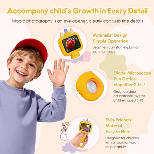 Magnify 2.4" Microscope for Kids, 600X-4800X Handheld Digital Miniscope, Portable Pocket Magnification Microscope Photo & Video | Education Toys for Age 3 4 5 6 7 8 9 10 Girls Boys - Thumbnail 6