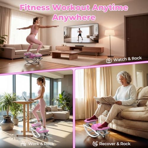 Rock Stepper,Rocking Stepper with Resistance Bands, 3D Side-to-Side Motion Mini Stepper for Women Home Workout, Low Impact Lateral Step Machine with Non-Slip Mat and Digital Counter, 250lbs Capacity - Thumbnail 5