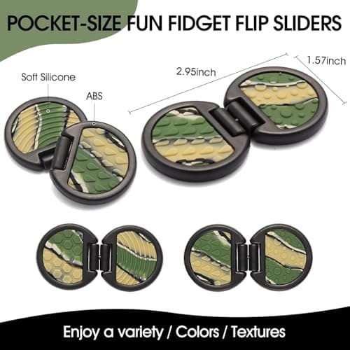 Fidget Toys Adults, Sensory Toys for Kids with Autism, Anxiety Relief Items for ADHD Stress Relief, Fun Fidgets for Teens Textured & Flip Slider - Treasure Box Toys for Classroom (1pc-Camo) - Thumbnail 3