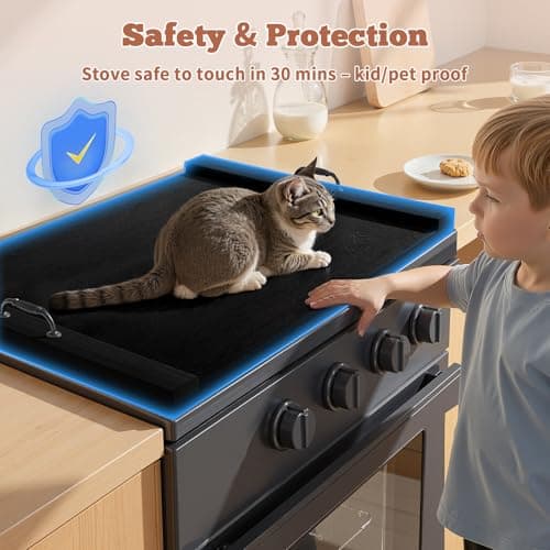 TIRYIUOU Gas Stove Top Cover: Wooden 30 * 22 Inches Electric Stovetop Covers, Noodle Board with Handles, Wood RV Cutting Board for Kitchen Counter (Black) - Thumbnail 5