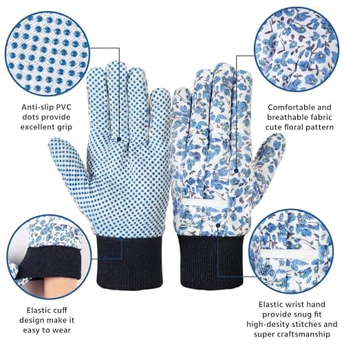 DOFOWORK Gardening Gloves - 4 Pair Garden Gloves for Women, Soft Womens Floral Cute Glove for Women - Thumbnail 3