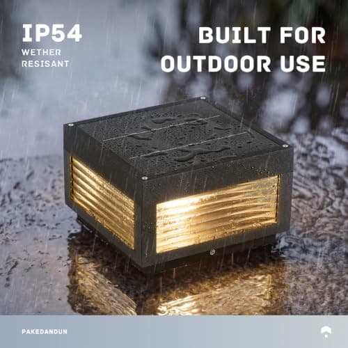 PAKEDANDUN Solar Post Lights, 9.84'' Pillar Lamp Posts IP54 Waterproof Modern Column Lamps Dusk to Dawn 3000K LED Square Lanterns for Patio Porch Fence Garden Driveway Decoration - Thumbnail 4
