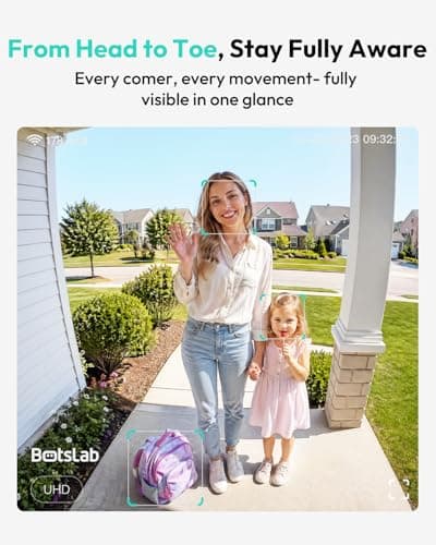 BOTSLAB Solar Powered Doorbell Camera Wireless, No Subscription Required, 2K Video Doorbell with Head-to-Toe View, Package Detection, Human Detection, 2-Way Audio, Easy Installation, 2.4GHz WiFi Only - Thumbnail 3