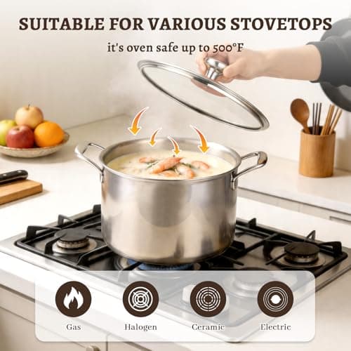 Ptaciow Titanium Stock Pot,8Quart Stock Pot with Lid,Lightweight and Healthy Soup Pot,Induction All Stovetops,Large Capacity Titanium Cooking Pot for Soup,Pasta,Boiling,Stewing - Thumbnail 5