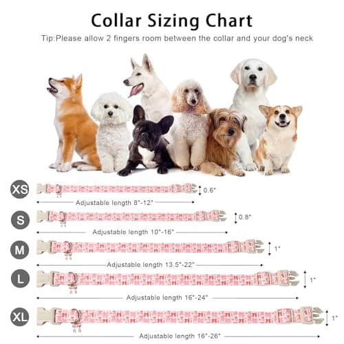 ARING PET Girl Dog Collar, Cute Spring Summer Pink Bow Puppy Pet Collars Necklace for Small Medium Large Female Dogs-M - Thumbnail 6