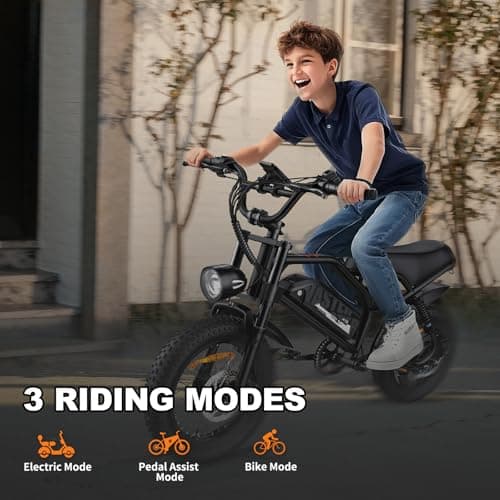 AVDLBIKE Electric Bike, 16'' Fat Tire Dirt E-Bike for Adults, 500W ebike with 36V/12.8Ah Removable Battery, Up to 20 MPH, 45 Mile Range, Electric Road/Mountain Bike - Thumbnail 4