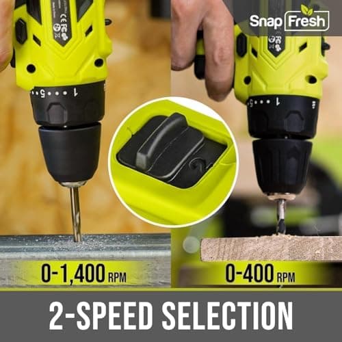 SnapFresh 20V Cordless Drill Set, 3/8" Power Drill with 2 Variable Speed, 21+1 Torque Setting, LED, 43pcs Drill Bits, Impact Driver Kit for Home,DIY-2.0Ah Battery & Fast Charger Included - Thumbnail 6