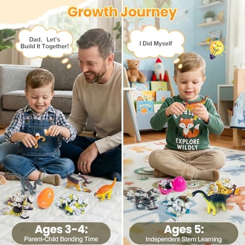 ECOHDT 8Pcs Lifelike 3D Puzzles for Kids,Dinosaur Building Toys for 5 6 7 8+ Year Old Boys Girls,Slot-Assembly Building Blocks,Dinosaur Realistic Figures Set,Educational Toys Ideal for Class,Party - Thumbnail 5