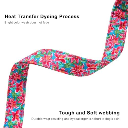 Lionet Paws Floral Dog Collar Summer Lily Collars with Pink Daisies Pattern Pendant - Female Girl Dog Collar for Small Medium Large Dogs S - Thumbnail 3