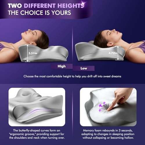 Dayme Orthopedic Memory Foam Pillows –Cooling Neck Pillow that Actually Cools,Cervical Support Pillow for Neck Pain Relief,Cervical Pillow for All Sleep Positions,Ergonomic Pillow,Cooling Pillow,Gray - Thumbnail 4