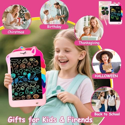 LCD Writing Tablet, Unicorn Drawing Pad Doodle Board, Colorful Toddlers Toys Drawing Board, Educational Toys for Boys Girls 3 4 5 6 7 8 Year Old Christmas and Birthday Gifts - Thumbnail 3
