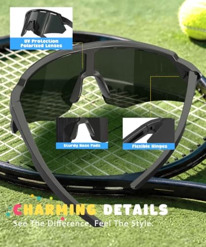 KALIYADI Polarized-Kids-Sunglasses Youth Baseball Sunglasses: Cycling Running for Boys Girls UV400 Protection Age 6-14 - Thumbnail 5