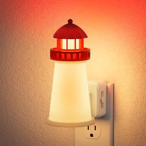 JandCase Night Lights Plug into Wall,3D Printed Beacon Night Light,3000K Plug in Nightlight with Dusk to Dawn Sensor,0-100LM Adjustable Brightness for Rooms Bathroom Hallway - Image 1