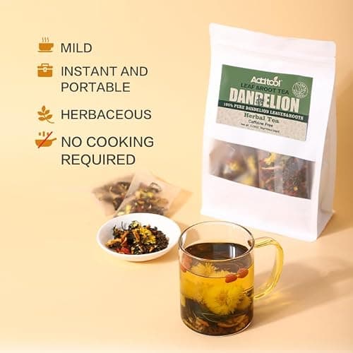 Addtool Dandelion Goji Chrysanthemum Tea Caffeine Free，Include Cassia Seed, Licorice, Orange Peel, Gardenia,Support Liver and Kidney Health ,Detox , liver cleanse Kidney Tea with Natural Blend of 7 Herbs (150 grams / per portion/15pcak) Each tea bag can be steeped multipletimes. - Thumbnail 4