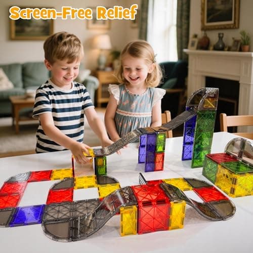 WMXDU 2-in-1 Dynamic Magnetic Downhill & Race Track Set - 40PCS Expandable Magnetic Tiles with Car for Creative STEM Play The Ultimate Travel Toy & Gift for Kids Ages 3-8 - Thumbnail 6
