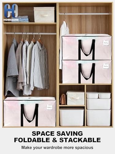 HOMESURE Supports 200lbs Heavy Duty Moving Bags - Strong Zipper & Wrap-Around Handles - Water-Resistant Storage Totes, Durable Alternative to Moving Boxes - 8 Pack - Semi-Transparent - Thumbnail 6