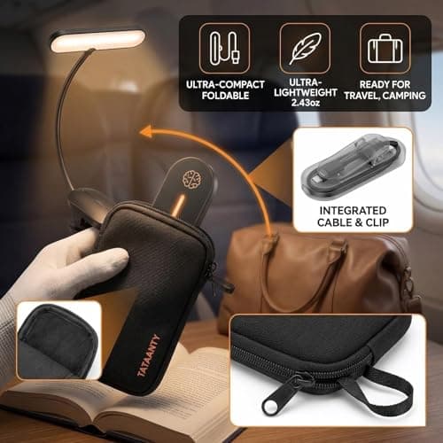 Clip-On Book Light for Reading at Night - Rechargeable 14 LEDs with 3 Color Modes & Stepless Dimming, Eye-Care USB-C Charging, 70-Hours, 360° Flexible Gooseneck - Perfect for Books, Bedtime Reading - Thumbnail 6
