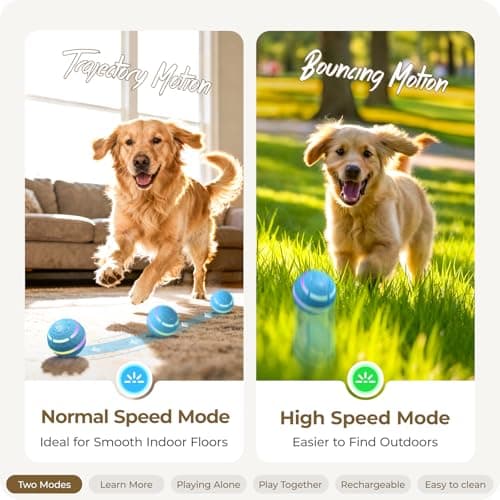 Apasiri Interactive Dog Toys: Automatic Moving Dog Balls with LED Lights, Puppy Toy to Keep Them Busy, Shaky Dog Ball for Small,Medium,Large Dogs, Dog Toys for Aggressive Chewers,Rechargeable - (Blue) - Thumbnail 2