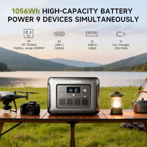 ALLPOWERS Portable Power Station R1500 LITE,1056Wh LiFePO4 (LFP) Battery,Solar Generator (Solar Panels Optional),1600W AC/100W USB-C Output for Outdoor Camping,Travel,Hunting,and Power Outages - Thumbnail 2