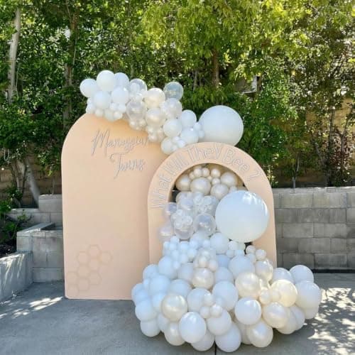 60Pcs Pearl White Balloons, 12Inch Double Stuffed Pearl White Clear Balloons for Baby Shower Wedding Bridal Shower Engagement Anniversary Baptism Birthday Party Decorations - Thumbnail 4