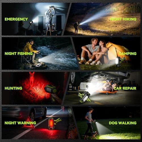 AlpsWolf Rechargeable Flashlights High Lumens, Super Bright 10000mAh Spotlight Flashlight with Built-in Stand & 3 Color Lenses, Water-Resistant LED Handheld Flashlight for Camping, Search, Emergencies - Thumbnail 5