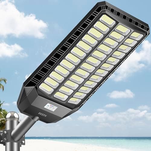 Deepn Solar Street Lights Outdoor, Commercial Grade Street Lights, IP67 Waterproof Solar Parking Lot Lights Dusk to Dawn Outdoor Lighting LED Security Flood Motion Sensor and Remote Control, 1 Pack
