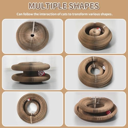 DFQ Kitty Kurlz, Magic Organ Cat Scratching Board Toy with Balls Bells,Made of Recyclable Corrugated Cardboard,Interactive Mental Physical Exercise Cat Toys for Indoor Cats(Brown) - Thumbnail 4