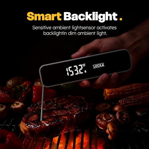 0.3S Professional Instant Read Meat Thermometer – Digital Food Thermometer for Cooking, Grilling, BBQ, Candy, Air Fryer, Griddle – Kitchen Gadget Essentials & Gifts for Him Dad Men Birthday – Grey - Thumbnail 4