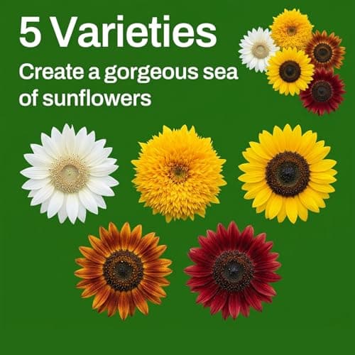 LUOJIBIE Sunflower Seeds 5 Varieties Mixed, 1500+ Sunflower Seeds for Planting 2026, High Germination Non-GMO, Wildflower Seeds for Planting Indoor Outdoor, Open Pollinated - Thumbnail 2