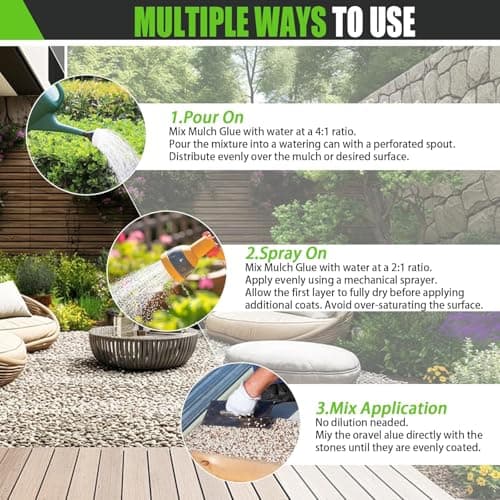 Mulch Glue for Landscaping, 64oz Concentrated Rock Glue, Weather-Resistant Gravel Binder & Stabilizer, Non-Toxic Pet-Safe Adhesive for Pea Gravel, Stones & Pebbles, Outdoor Garden Paths & Walkways - Thumbnail 5