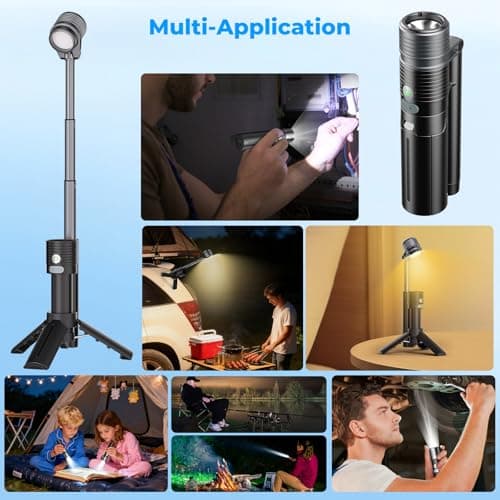AsFrost Flashlight Camping Lights 2in-1, 180°Flip Dual Lamp 8-Mode LED Bright Weird Cool Unique Flash Light Camp Lantern Waterproof 4500mAh Type-C for Outdoor Home Emergency, Gift for Teen Men Women - Thumbnail 3