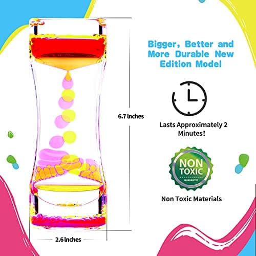 Cucue 2 Pack Liquid Motion Bubbler - Sensory Toys for School, Home, Office - Colorful Liquid Hourglass for Calming & Relaxing - Gifts for Kids & Adults -New Model 6.7x2.6in - Thumbnail 4