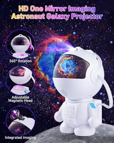Astronaut Galaxy Projector,Star Projector with 12 Space Films,Galaxy Projector for Bedroom with Timer and 360°Rotating Magnetic Head,Planetarium projectors is Suitable for Kids and Adults (White) - Thumbnail 3