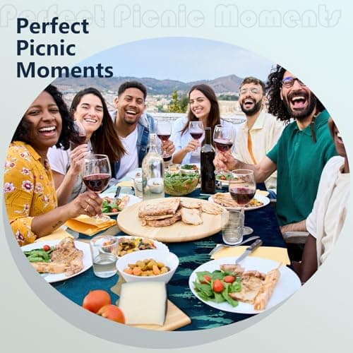 Picnic Table Cover with Bench Covers - Camping Essentials Camping Table Cover with Elastic Edges & Drawstring Bag, Fitted Rectangle Tables and Seats for 6-Foot Outdoor, 30x72 Inches, Blue Green - Thumbnail 5